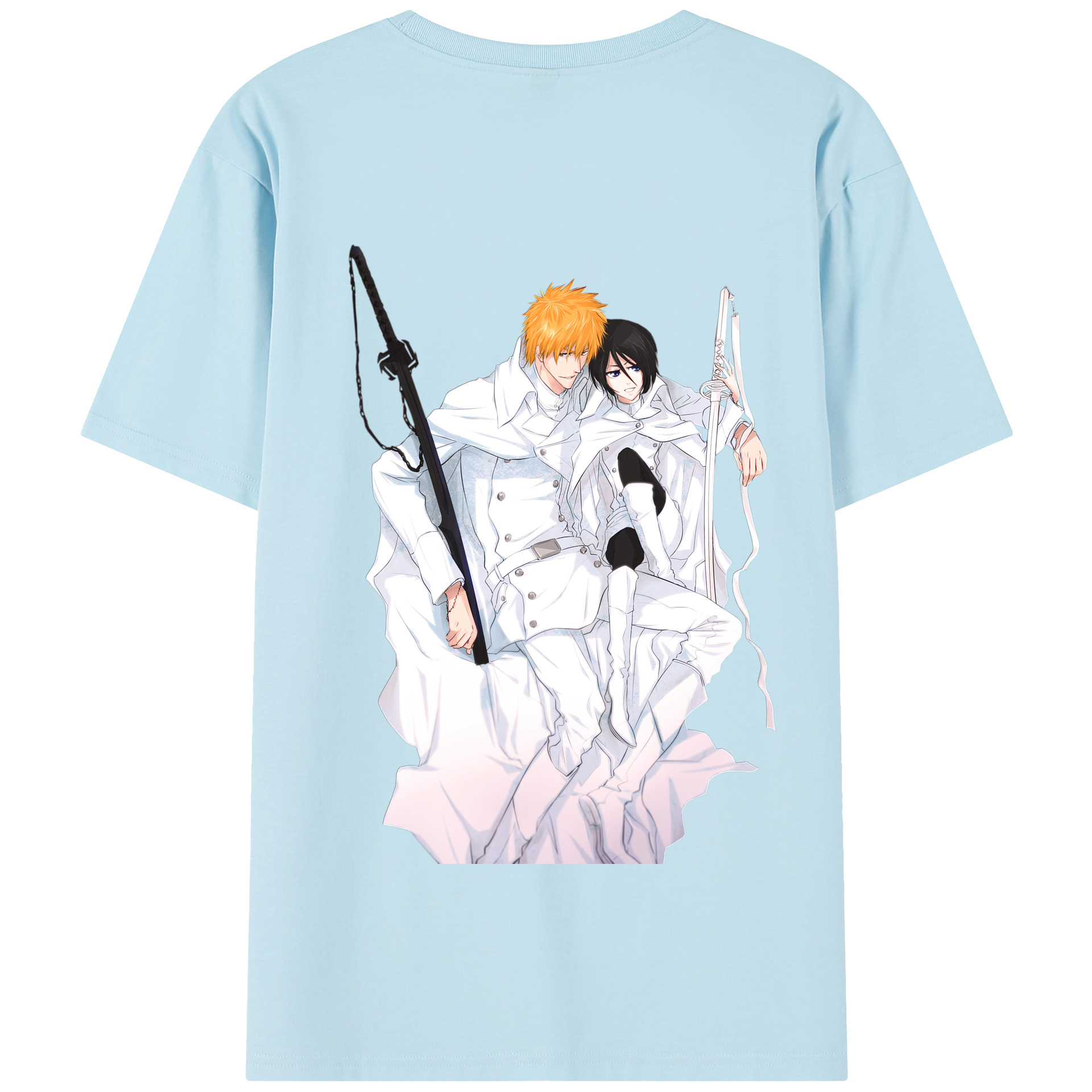（画像用） ブリーチ 黒崎一護（くろさき いちご）BLEACH Kurosaki Ichigo 綿100％半袖Tシャツ（背面プリント）